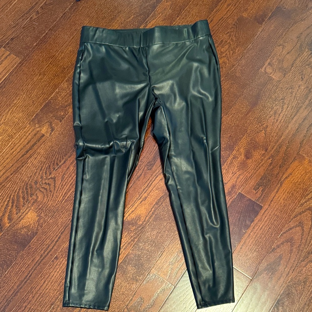 LOFT Black Faux Leather Trousers